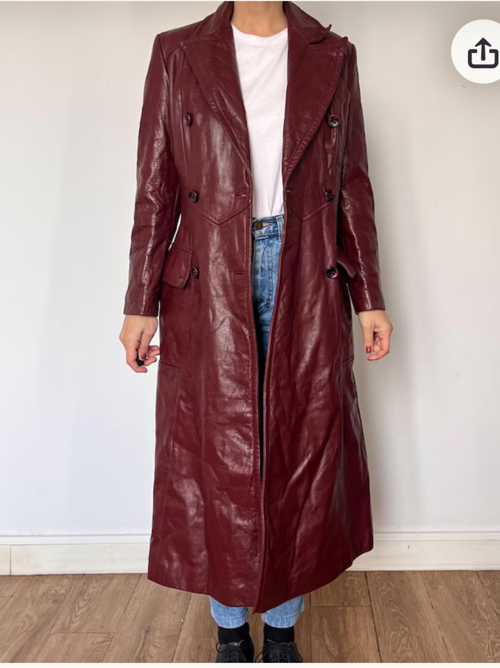 Vintage Etienne Aigner Genuine Leather Trench Coat Brown Size 12 Long Jacket